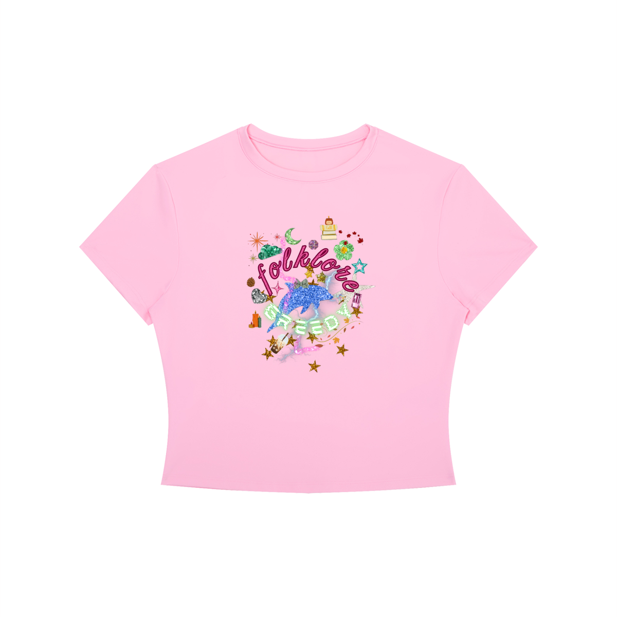 'Folklore Greedy' Crop T-Shirt