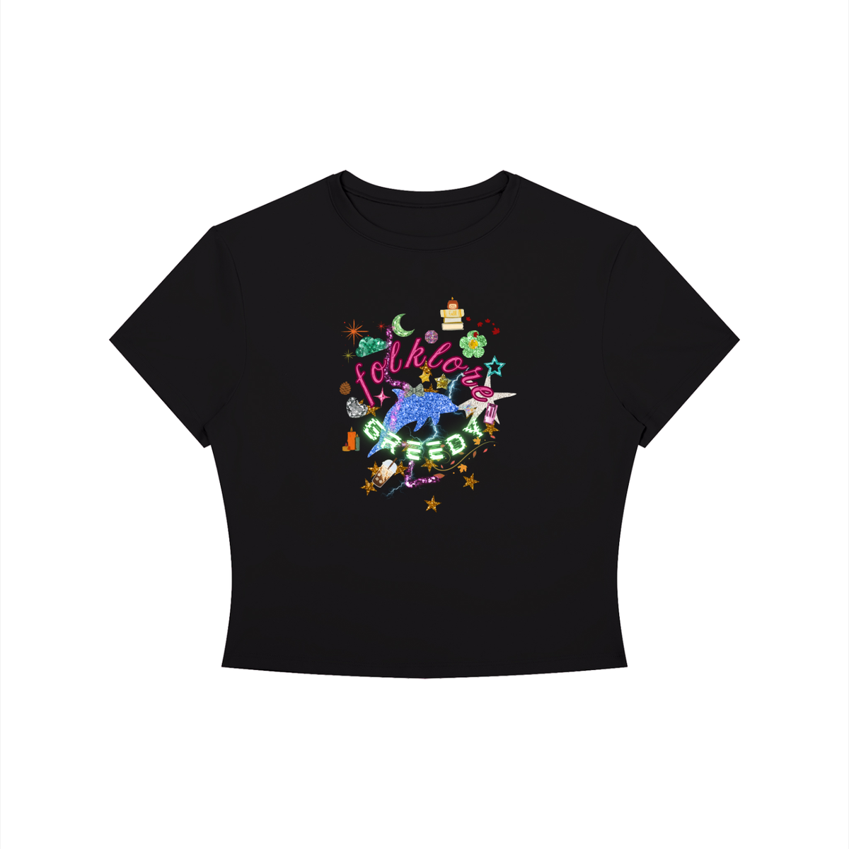 'Folklore Greedy' Crop T-Shirt