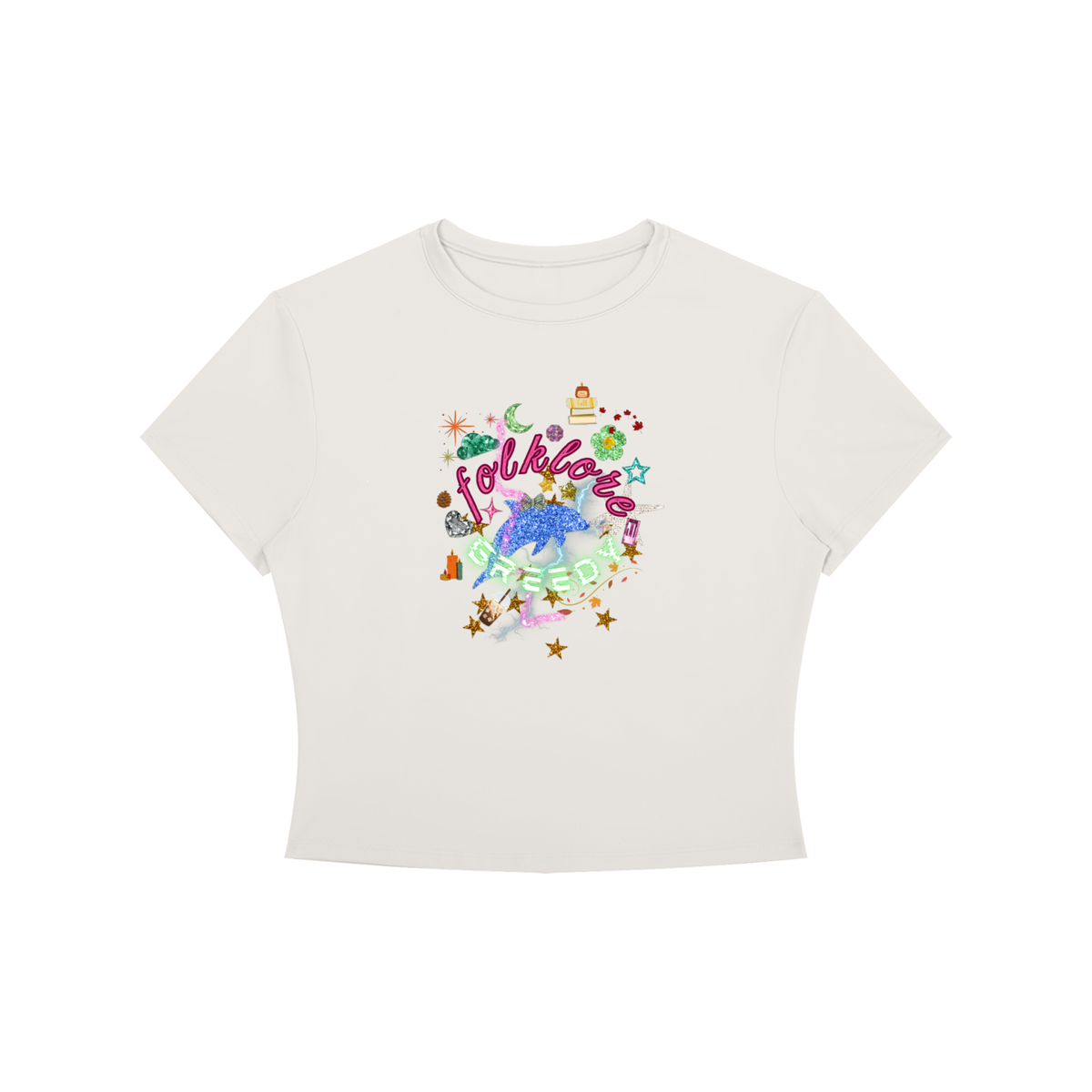 'Folklore Greedy' Crop T-Shirt